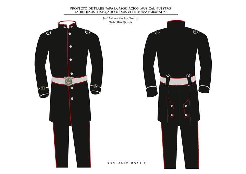 Dibujo del proyecto del uniforme, de frente y de espaldas